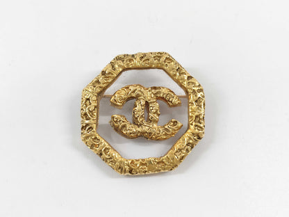 CHANEL Lava Coco Clear Octagon Brooch with Comments