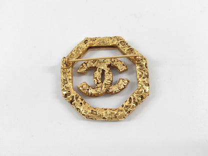 CHANEL Lava Coco Clear Octagon Brooch with Comments