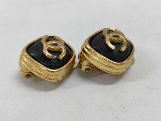 CHANEL Coco Mark Caramel Stone Earrings with Rice