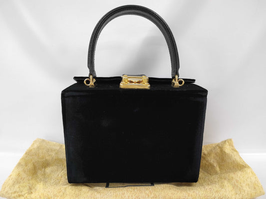 FENDI Velvet Box Handbag Black Handbag