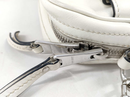 Miu Miu Beaded Leather Shoulder Bag in White