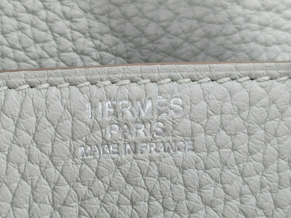 HERMES Birkin 30 handbag in ivory with silver hardware and a C stamp.