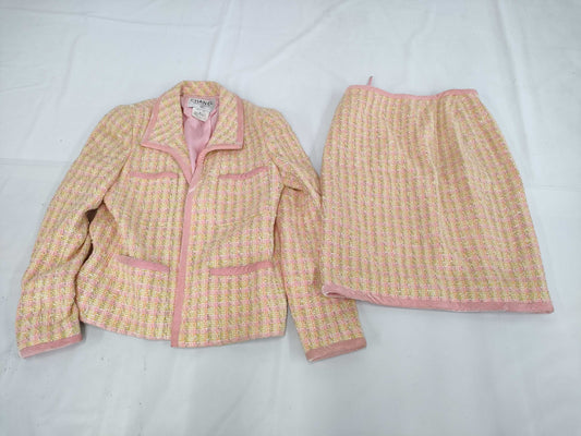 CHANEL Tweed Skirt Set with Coco Mark, 96P, P06423, Size 40, Other Apparel
