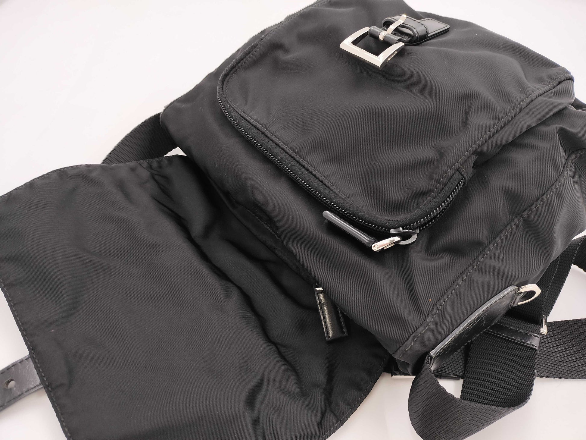 PRADA Prada Triangle Logo Black Shoulder Bag