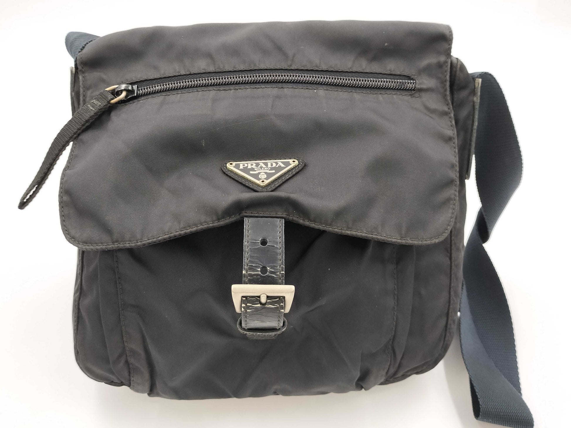 PRADA Prada Triangle Logo Black Shoulder Bag