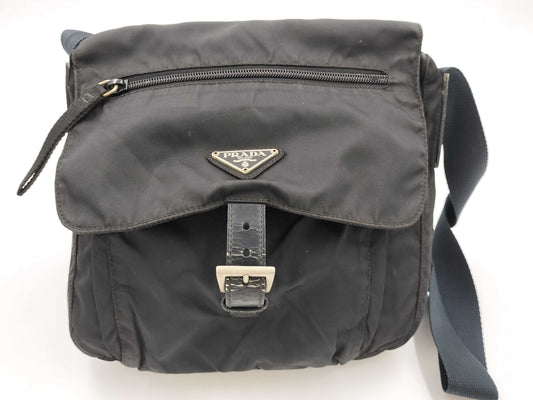 PRADA Prada Triangle Logo Black Shoulder Bag
