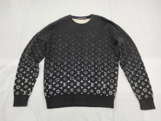 LOUIS VUITTON Knit Sweater Monogram Gradient Black M Tops