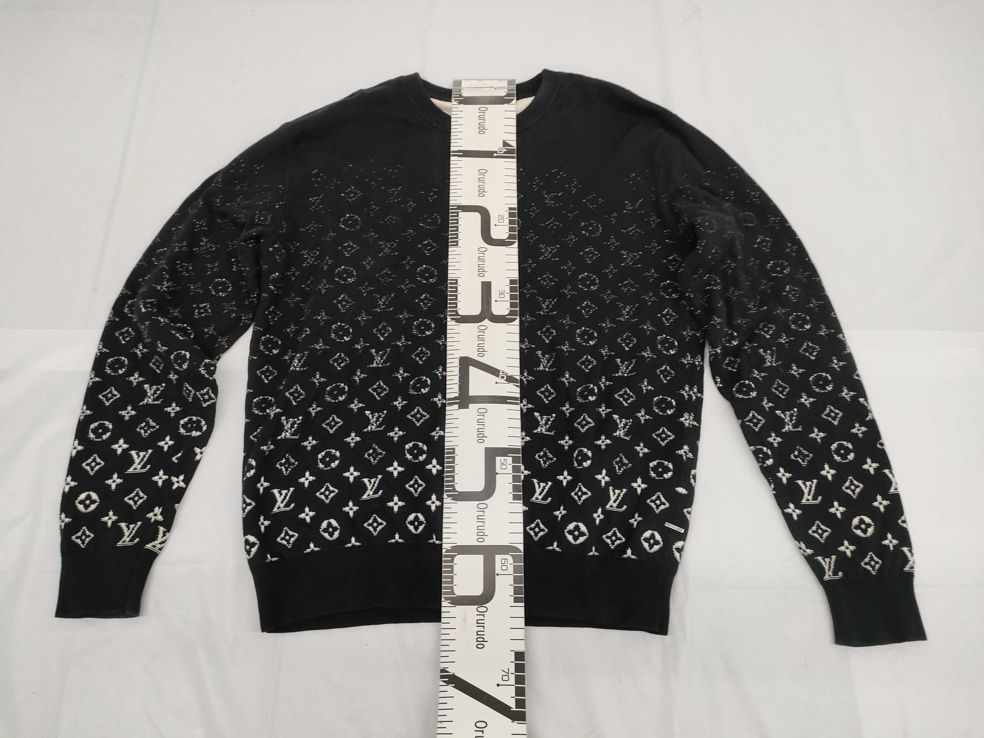 LOUIS VUITTON Knit Sweater Monogram Gradient Black M Tops