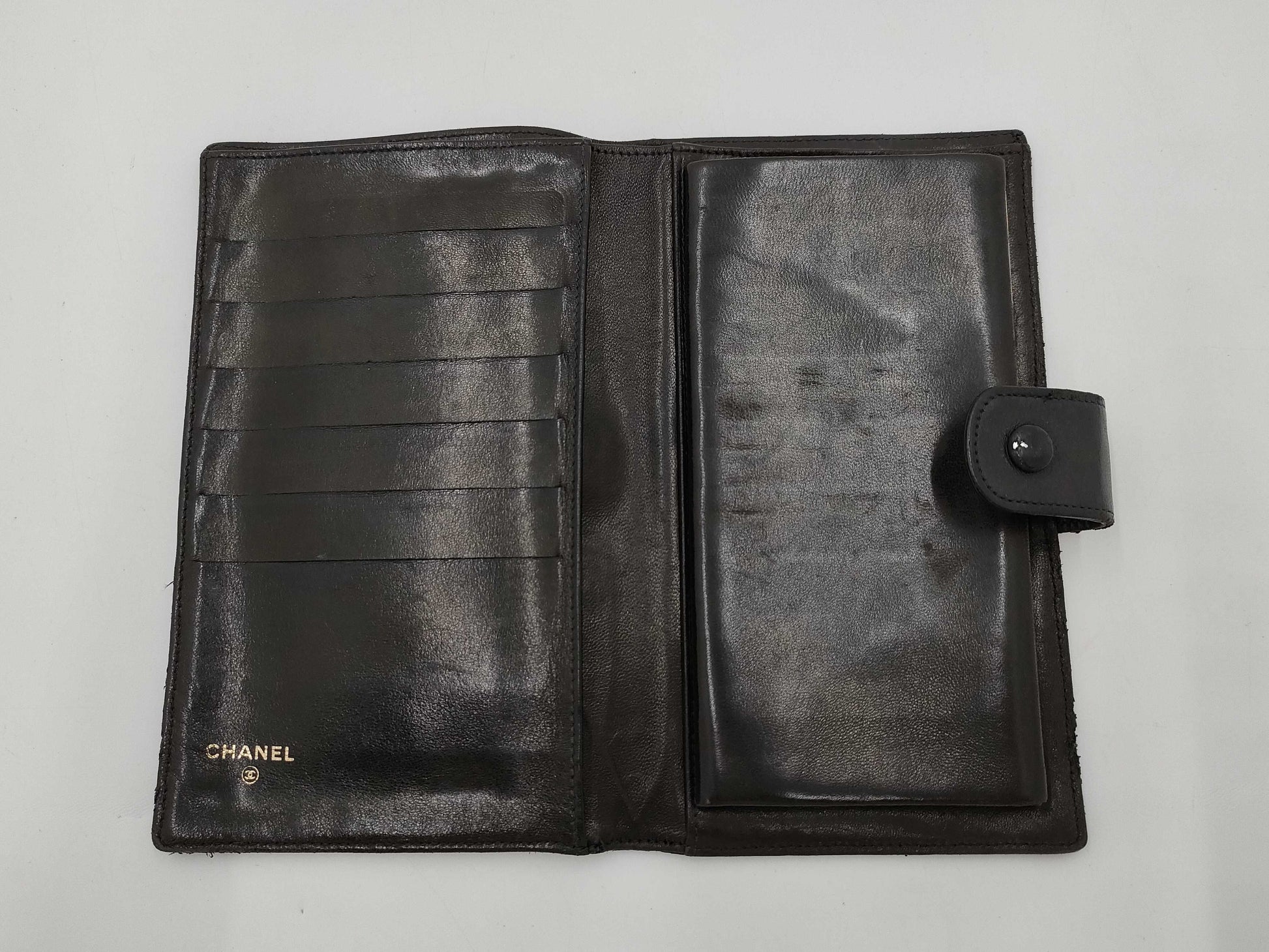 CHANEL Coco Mark Double Flap Long Wallet Black