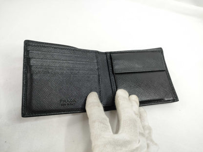 PRADA Saffiano Bi-fold Compact Wallet, Black