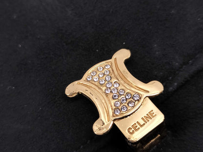 CELINE Suede Macadam Rhinestone Chain Shoulder Bag