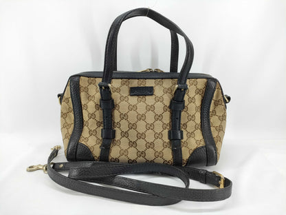 GUCCI GG Canvas Boston Bag with GG Pattern