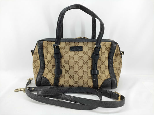 GUCCI GG Canvas Boston Bag with GG Pattern