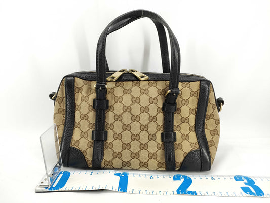 GUCCI GG Canvas Boston Bag with GG Pattern