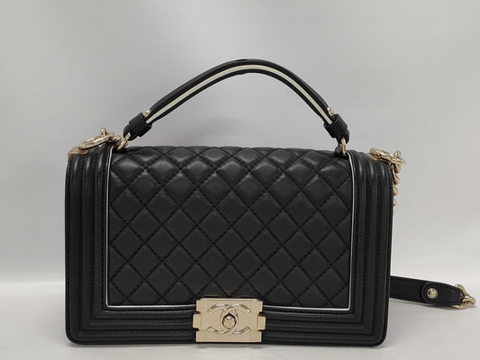 CHANEL Lambskin Boy Handle Shoulder Bag