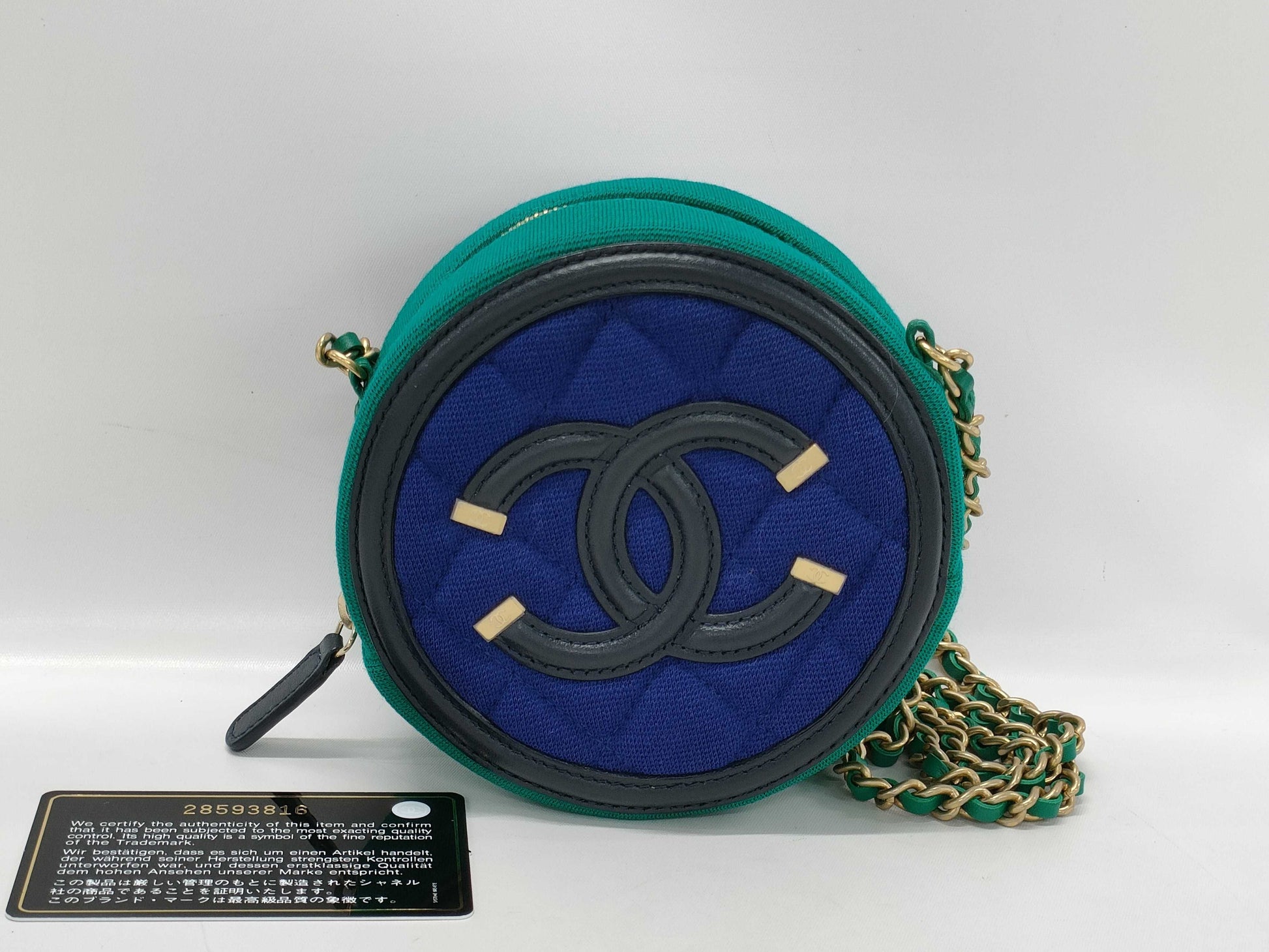 CHANEL CC Filigree Canvas Round Mini Shoulder Bag, Two-Tone