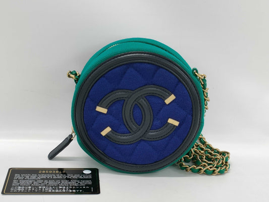 CHANEL CC Filigree Canvas Round Mini Shoulder Bag, Two-Tone