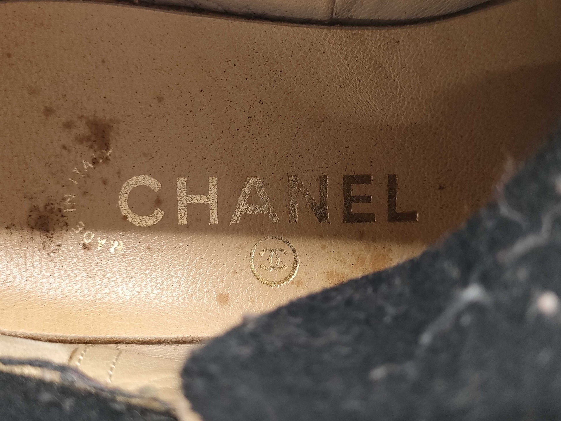 CHANEL suede high-top sneakers, size 35