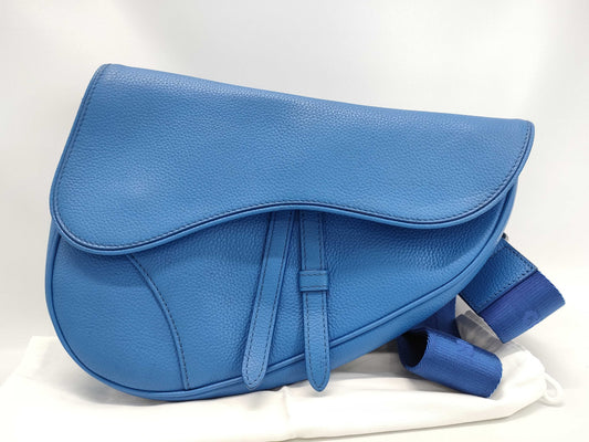 Dior Saddle Bag Leather Shoulder Bag Blue