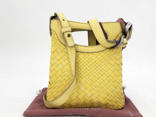 Falorni Leather Yellow Shoulder Bag