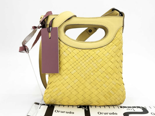 Falorni Leather Yellow Shoulder Bag