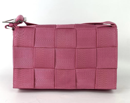 BOTTEGA VENETA Maxi Intrecciato Cassette Canvas Shoulder Bag, Pink