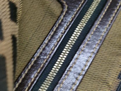 FENDI Zucca FF logo gold hardware canvas shoulder bag