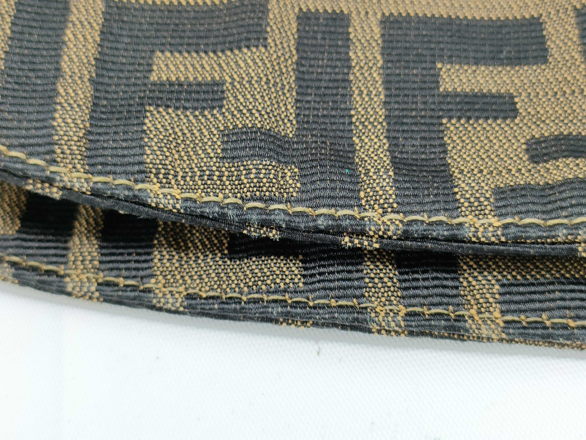 FENDI Zucca FF logo gold hardware canvas shoulder bag
