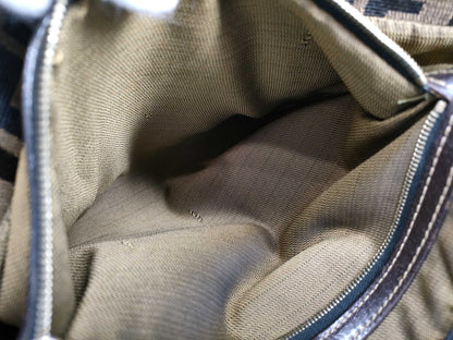 FENDI Zucca FF logo gold hardware canvas shoulder bag