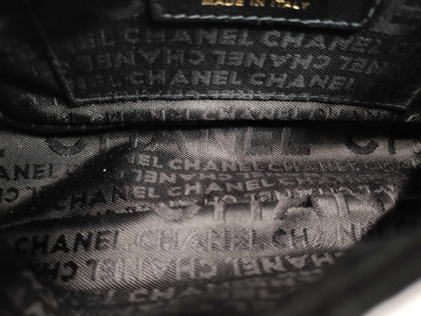 CHANEL Chocobar Satin Chain Shoulder Bag with Coco Mark, Black