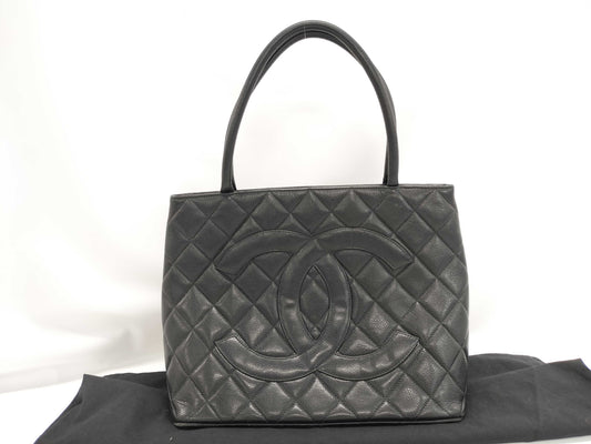 CHANEL Caviar Skin Tote Bag, Reproduction Tote Bag, Large Coco Mark, Matelasse, Black Tote Bag
