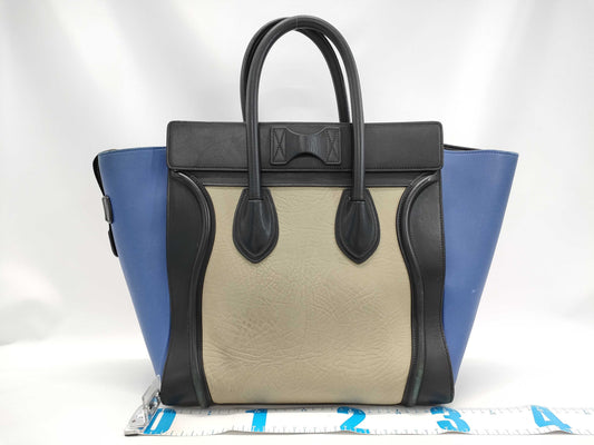 CELINE CE Luggage Micro White/Blue Tote Bag