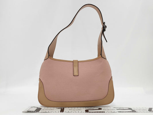 GUCCI GUCCI Shoulder Bag Jackie Pink Brown Suede Leather Women's Handbag