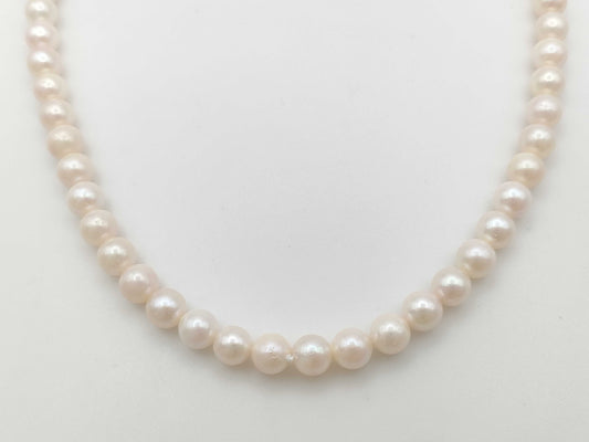 Pearl diameter approximately 6.5mm-6.8mm, Sterling Silver, 29.3g, Necklace 