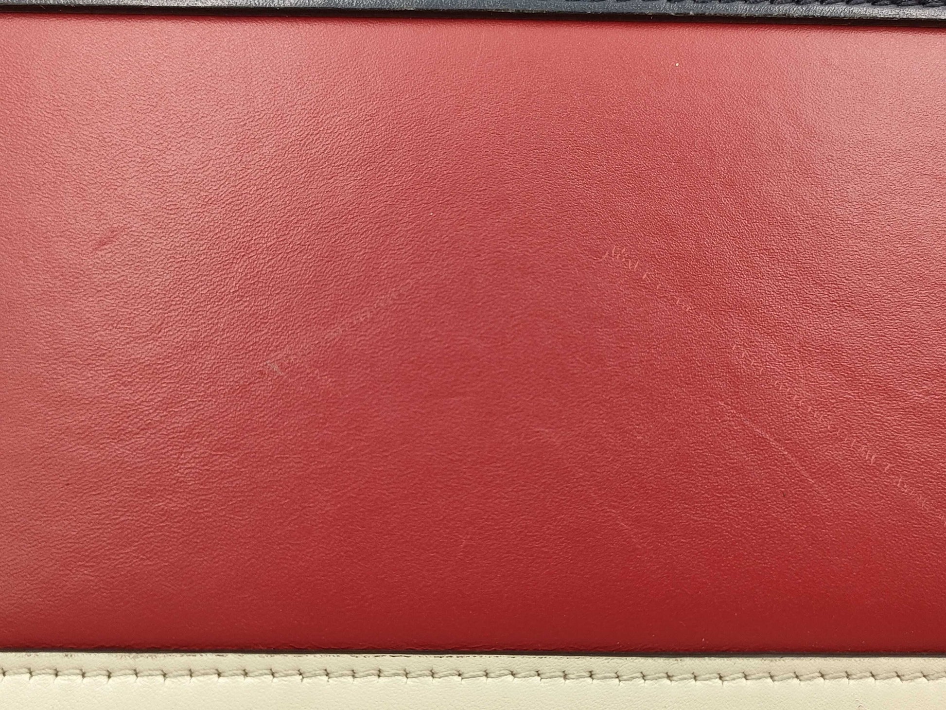 GUCCI Queen Margaret Stripe Bee 476541 White x Red x Navy Leather Shoulder Bag Women's Handbag