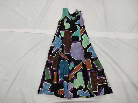 ISSEY MIYAKE ISSEY MIYAKE Pleats Please All-Over Print Dress, Sleeveless, Size 2
