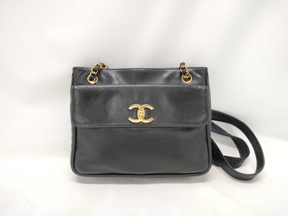 CHANEL Lambskin Coco Chain Shoulder Tote Bag with Crushed Seal