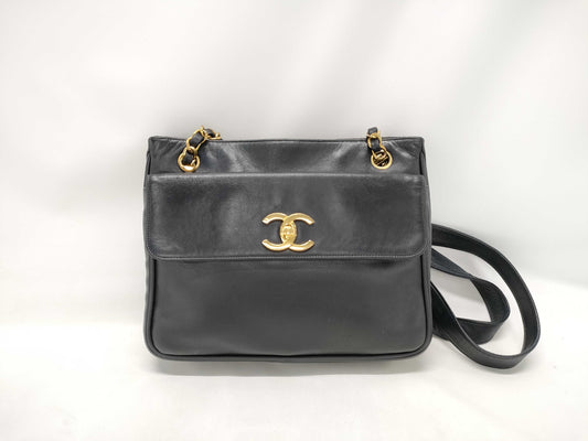 CHANEL Lambskin Coco Chain Shoulder Tote Bag with Crushed Seal