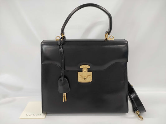 GUCCI 000.256.0192 2-Way Handbag with Stitching, Ladylock Handbag