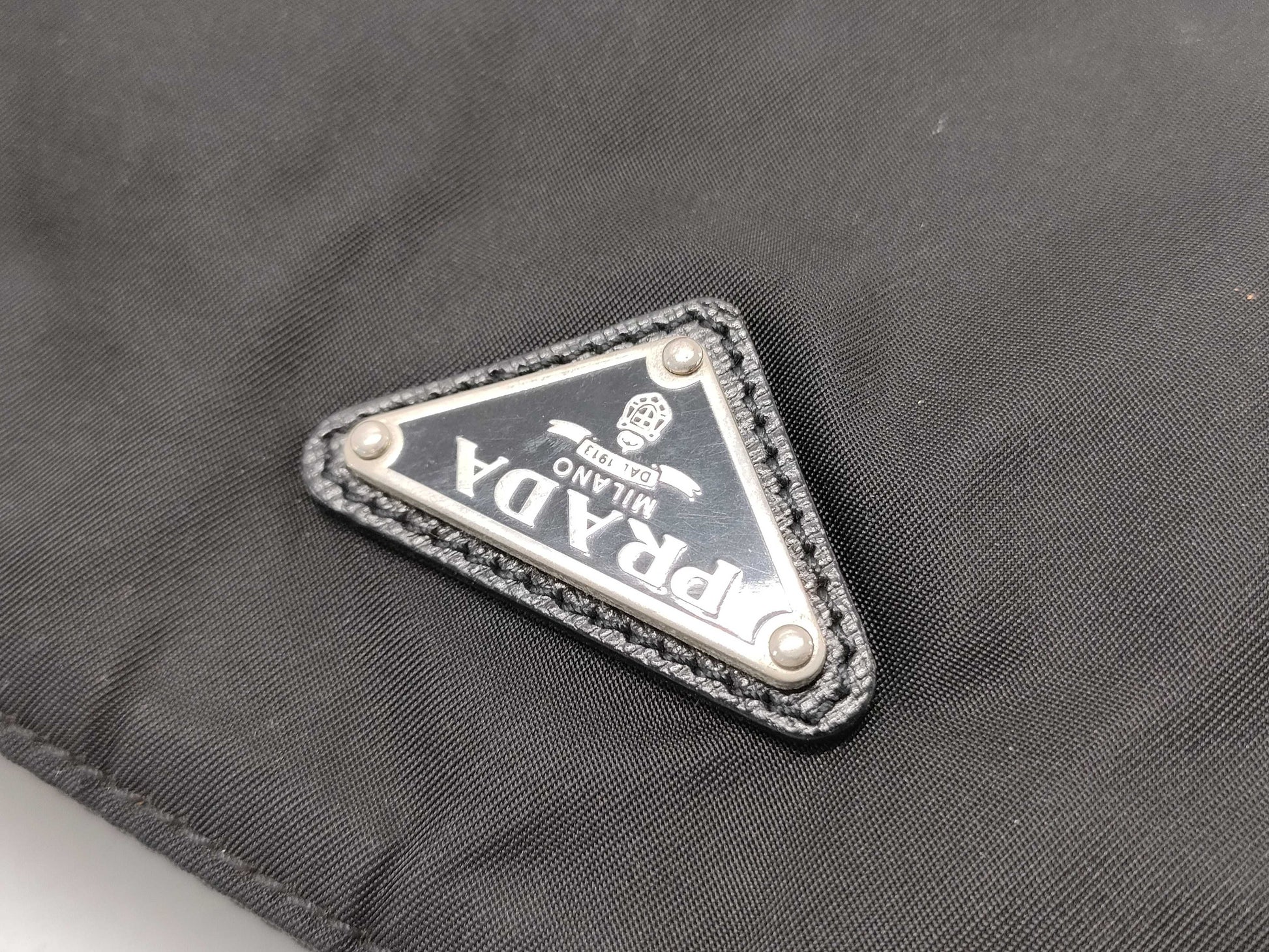 PRADA Nylon Prada Shoulder Bag with Triangle Logo in Black