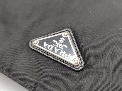 PRADA Nylon Prada Shoulder Bag with Triangle Logo in Black