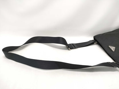 PRADA Nylon Prada Shoulder Bag with Triangle Logo in Black