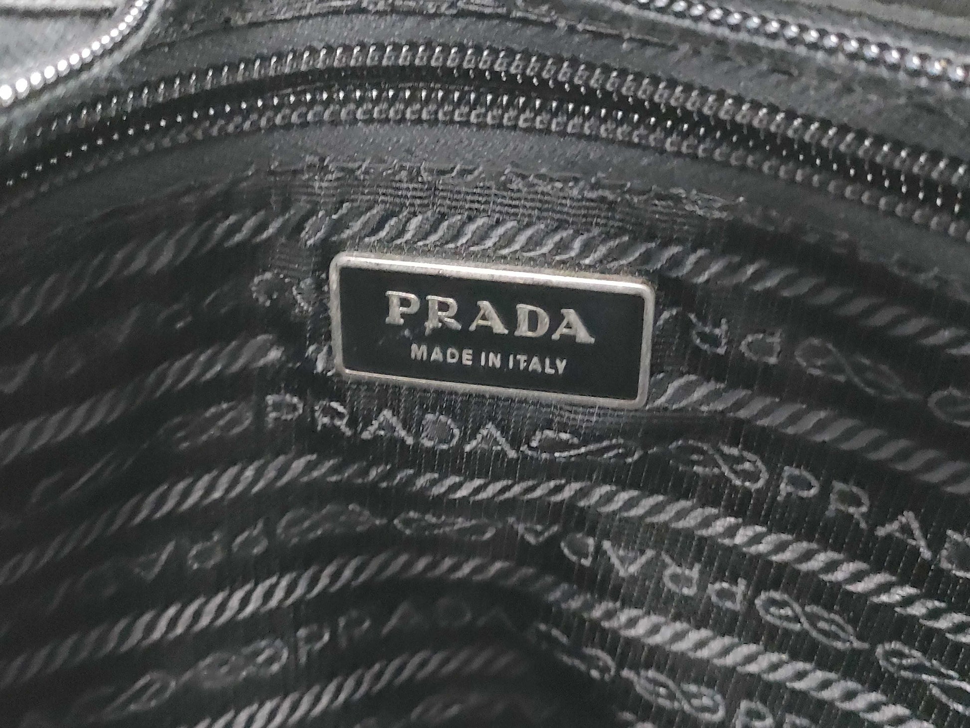 PRADA Nylon Prada Shoulder Bag with Triangle Logo in Black