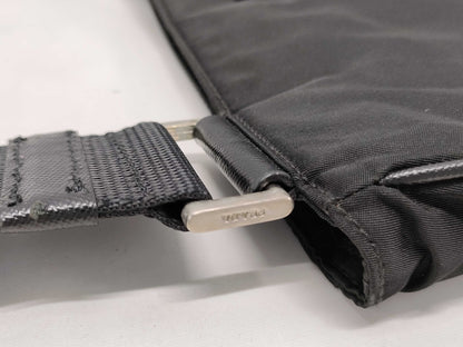 PRADA Nylon Prada Shoulder Bag with Triangle Logo in Black