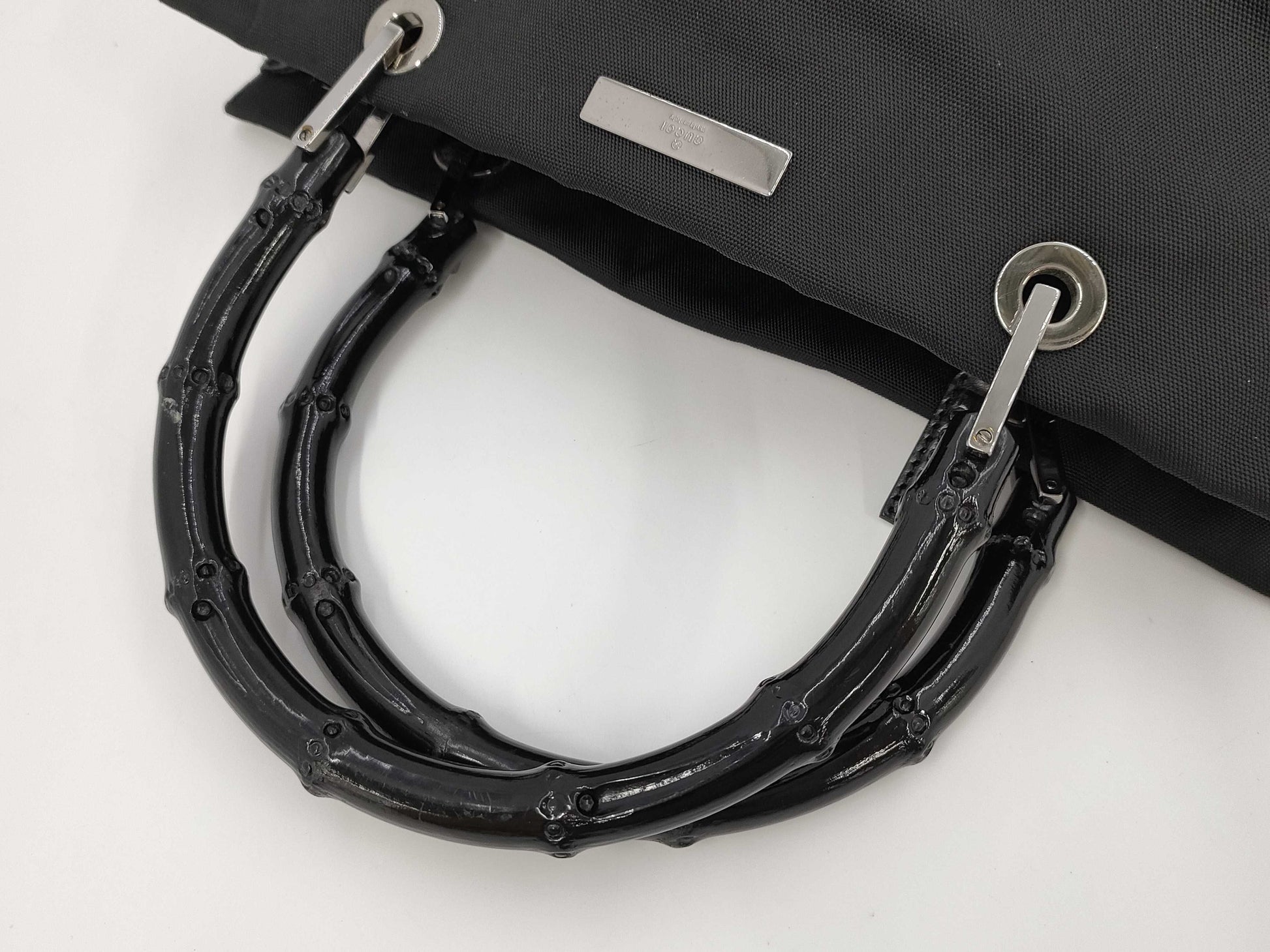 GUCCI Bamboo Hand Black Handbag