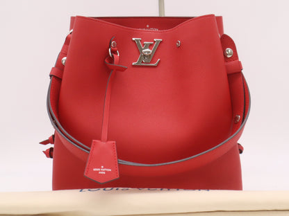 LOUIS VUITTON M54679 Leather Lock Me Red Shoulder Bag with Dust Bag and Cloche, RFID Verified