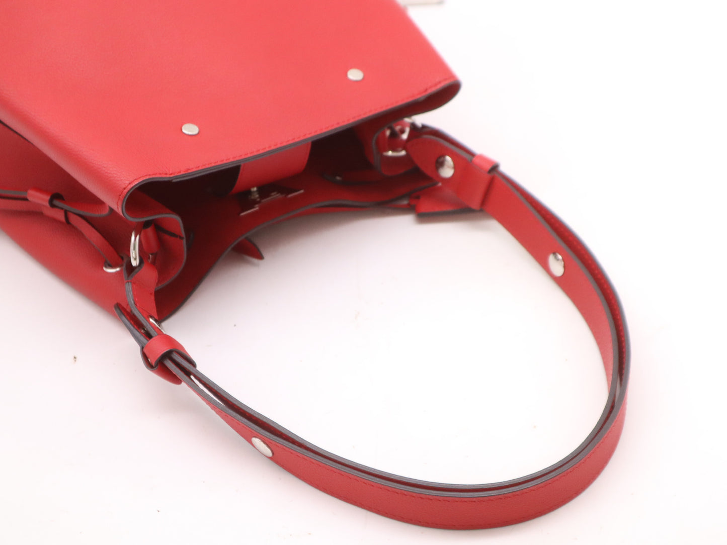 LOUIS VUITTON M54679 Leather Lock Me Red Shoulder Bag with Dust Bag and Cloche, RFID Verified
