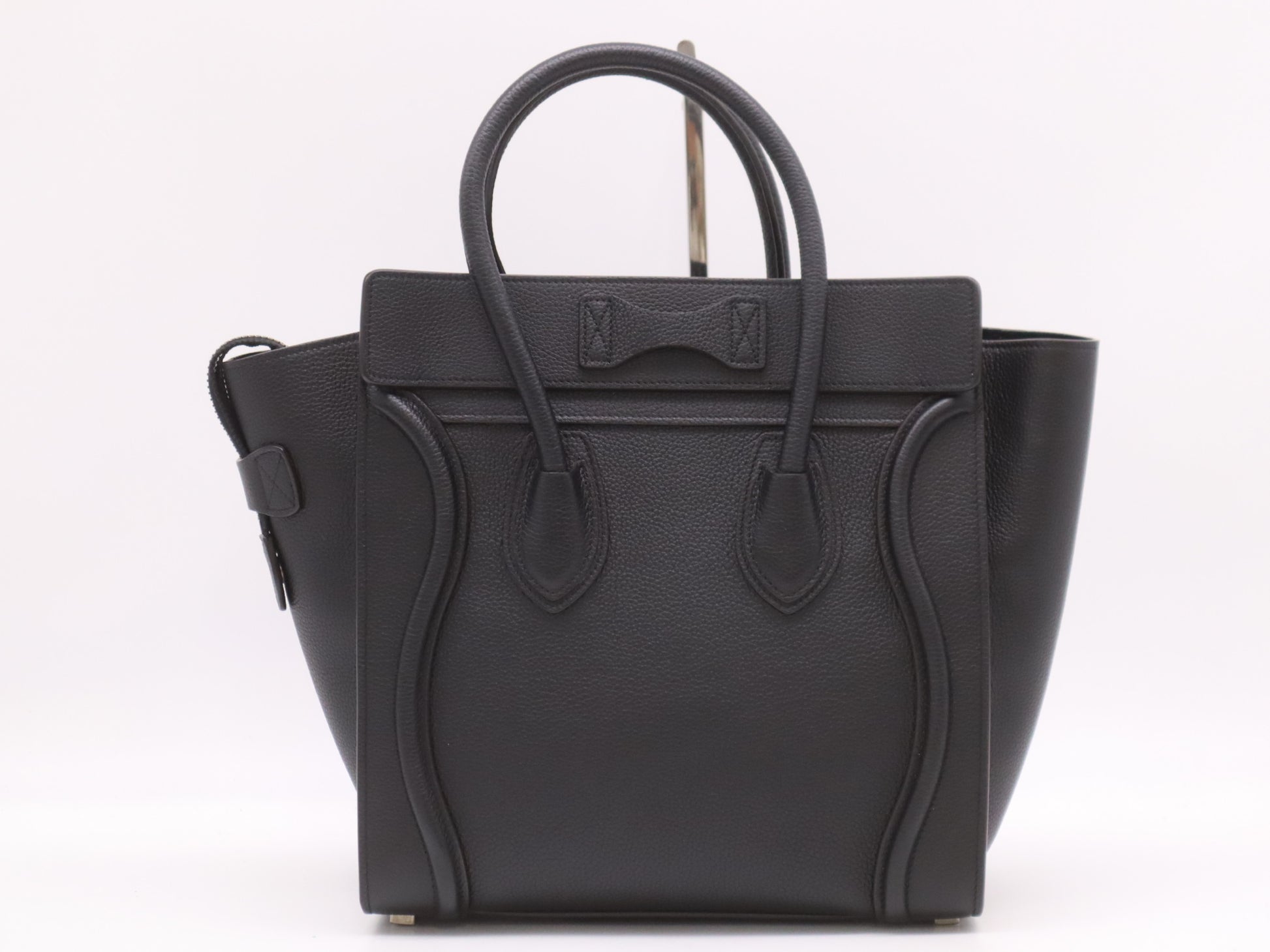 CELINE 167793 Leather Luggage Micro Shopper in Black with Dust Bag