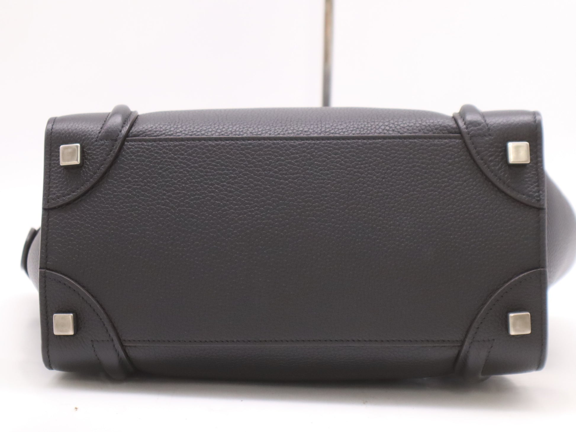 CELINE 167793 Leather Luggage Micro Shopper in Black with Dust Bag