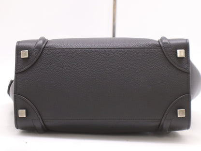 CELINE 167793 Leather Luggage Micro Shopper in Black with Dust Bag